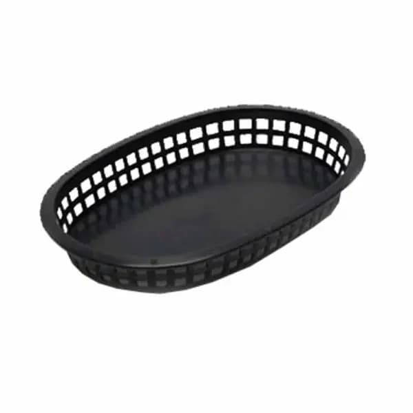 Tablecraft 1076BK Black Oval Chicago Platter Basket 10-1/2" x 7" x 1-1/2 | Case of 36