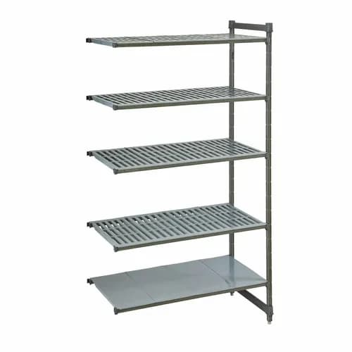Cambro CBA213684VS5580 Camshelving 5-Shelf Polypropylene Brushed Graphite Add-On Shelving Unit 36"W X 21"D X 84"H