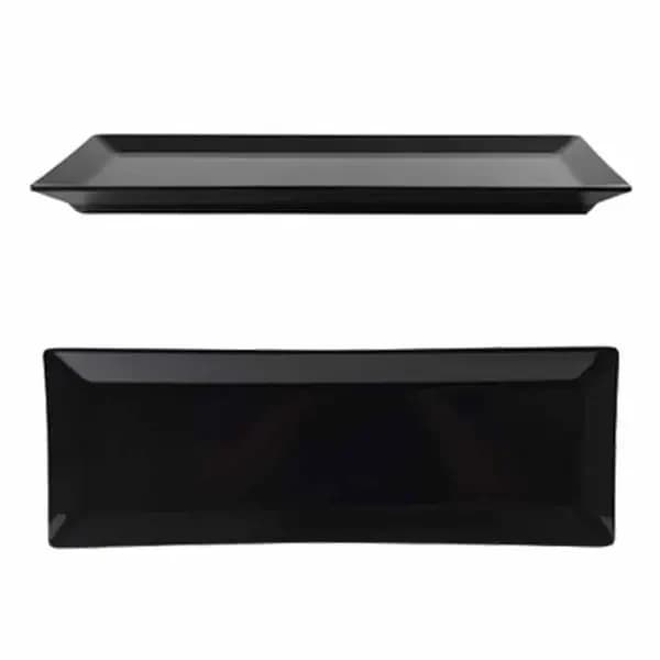 Thunder Group 29115BK Classic Black 15" x 5-1/4" Rectangular Melamine Plate | Case of 12
