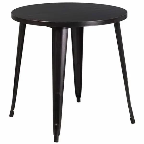 Flash Furniture CH-51090-29-BQ-GG 30" Round Dining Height Metal Black and Antique Gold Table