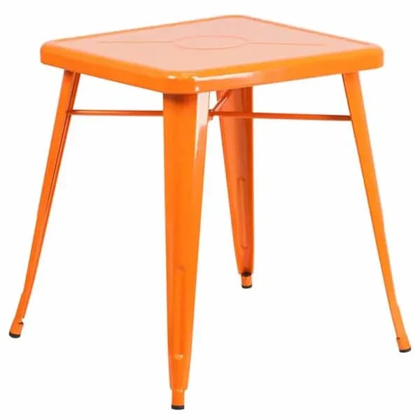 Flash Furniture CH-31330-29-OR-GG 23-3/4" Square Dining Height Galvanized Steel Orange Table