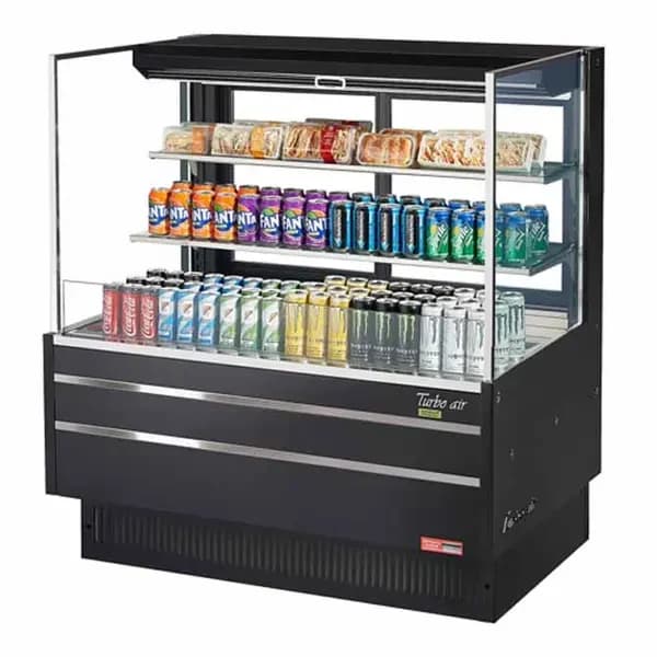 Turbo Air TOM-48L-UFD-B-3S-N Black Horizontal Open Display Case Merchandiser 46-3/4"W
