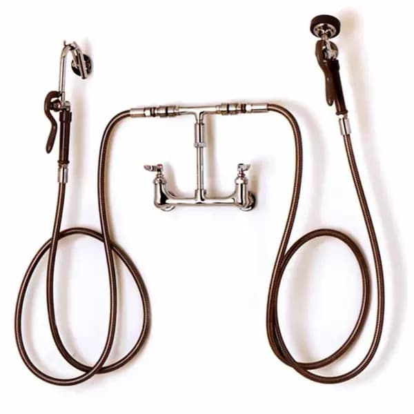 T&S Brass B-2331 T&S 8" Wall Mount Kettle Kaddy Combination Pot Filler and Spray Rinse Faucet
