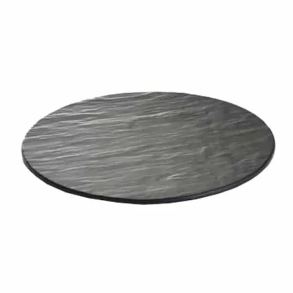 Tablecraft MG13 Frostone Black Slate Round Melamine Serving Tray 13" Diameter