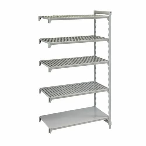 Cambro CPA183684VS5PKG Camshelving 5-Shelf Polypropylene-Covered Steel Posts Speckled Gray Shelving Kit 36"W X 18"D X 84"H