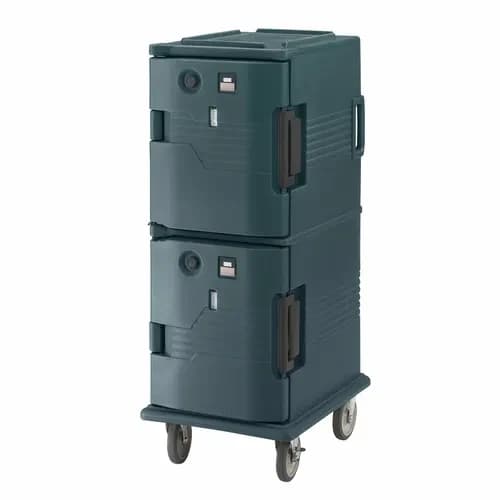 Cambro UPCH800192 Ultra Camcart 2-Compartment Granite Green Heated Food Pan Carrier