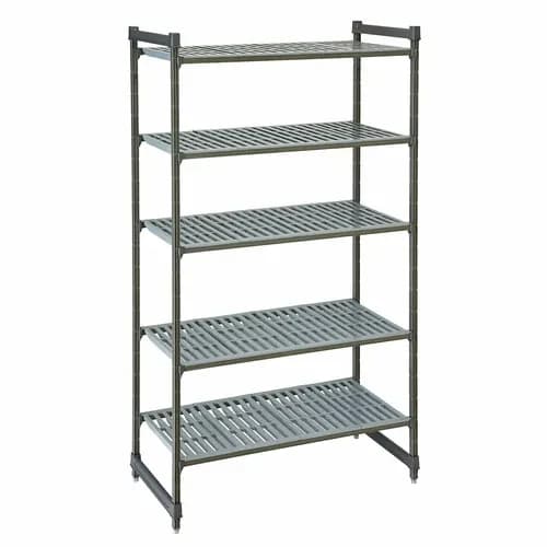 Cambro CBU214264V5580 Camshelving 5-Shelf Polypropylene Brushed Graphite Shelving Kit 42"W X 21"D X 64"H