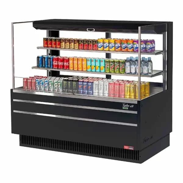 Turbo Air TOM-60L-UFD-B-3S-N Black Horizontal Open Display Case Merchandiser 58-3/4"W