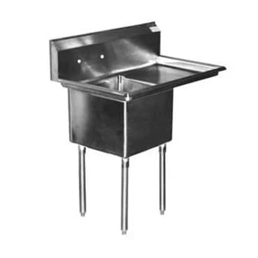 Horevo Global E1CWP1818R-18 Serv-Ware One-Compartment Underbar Sink 18" x 18" Bowl Right 18" Drainboard
