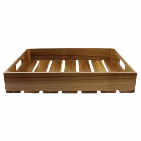 Tablecraft CRATE124 Half Size Brown Wood Display Crate 4-1/4" Deep