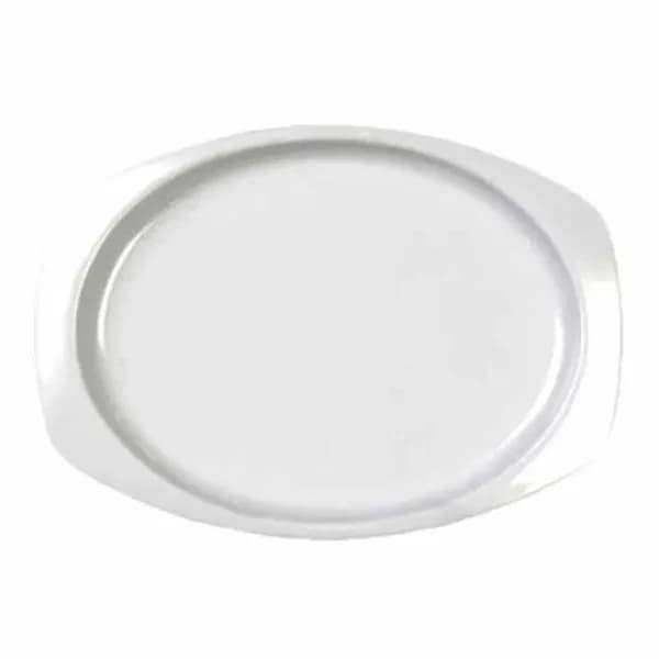 Thunder Group NS209W NuStone White 9-1/2" x 6-3/4" Rectangular Melamine Platter | Case of 12