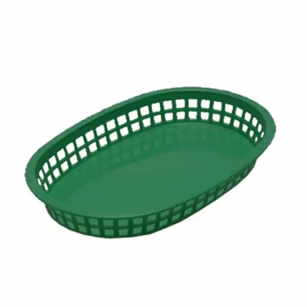 Tablecraft 1076FG Forest Green Oval Chicago Platter Basket 10-1/2" x 7" x 1-1/2 | Case of 36