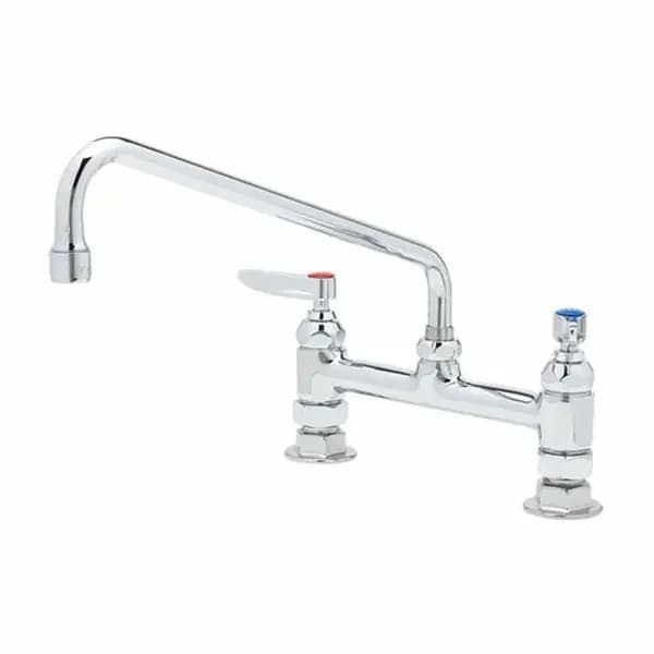 T&S Brass B-2280 T&S 8" Deck Mount Double Pantry Faucet with 12" Swing Spout Nozzle