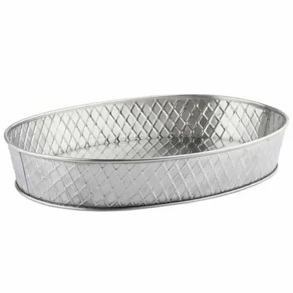 Tablecraft 10037 Lattice Stainless Steel Oval Platter 12" x 9" x 2-1/8"