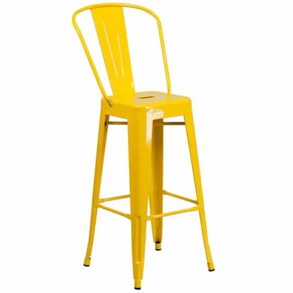 Flash Furniture CH-31320-30GB-YL-GG Yellow Galvanized Steel Bar Stool — view 2