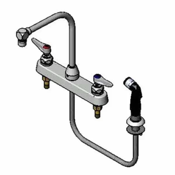 T&S Brass B-1173 T&S 8" Deck Mount Workboard Faucet with swing Gooseneck