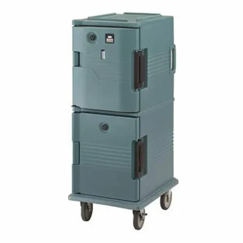 Cambro UPCHT800192 Ultra Camcart 2-Compartment Granite Green Heated Food Pan Carrier