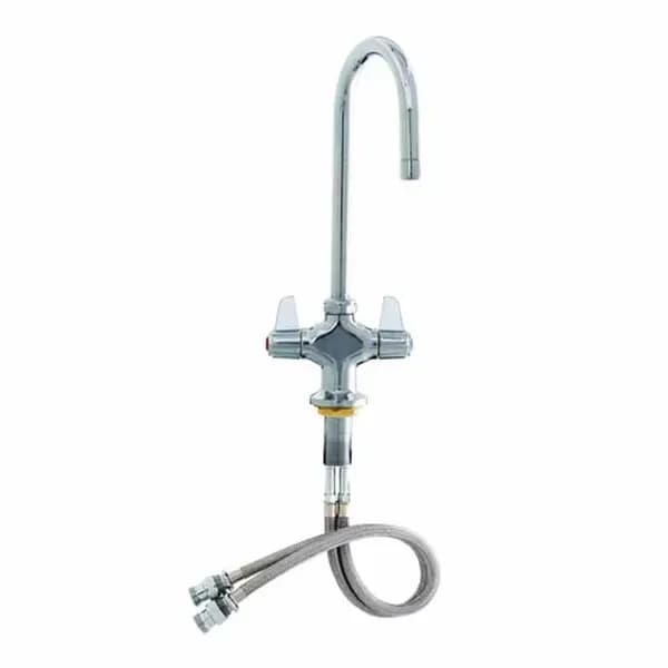 T&S Brass 5F-2SLX05 T&S Single Hole Deck Mount Equip Faucet with 5-3/4" Gooseneck Spout