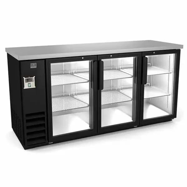 Kelvinator KCHBB72G Stainless Steel Top Back Bar Cooler with Glass Doors 73"W