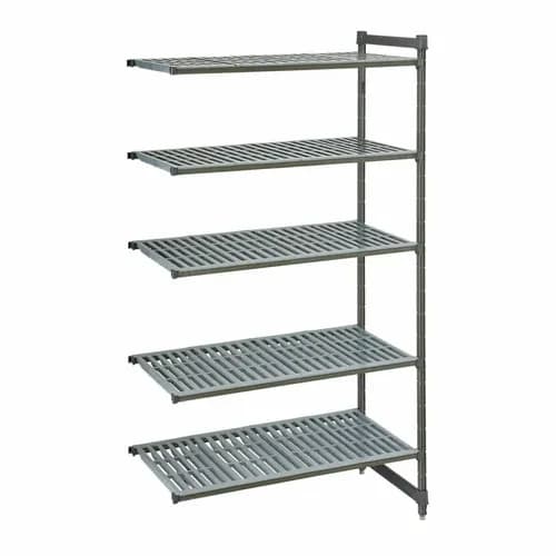 Cambro CBA243684V5580 Camshelving 5-Shelf Polypropylene Brushed Graphite Add-On Shelving Unit 36"W X 24"D X 84"H
