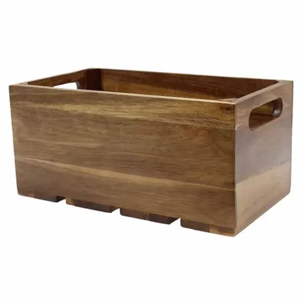 Tablecraft CRATE134 Third Size Brown Wood Display Crate 4-1/4" Deep