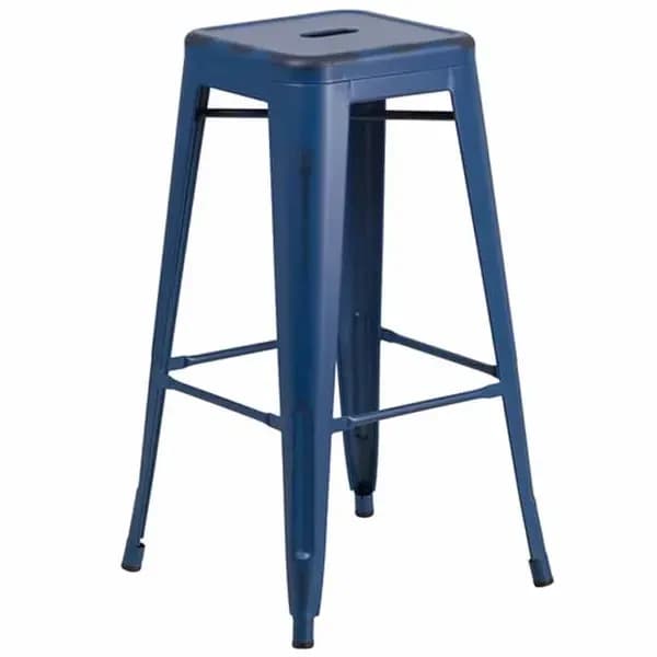 Flash Furniture ET-BT3503-30-AB-GG Antique Blue Galvanized Steel Bar Stool