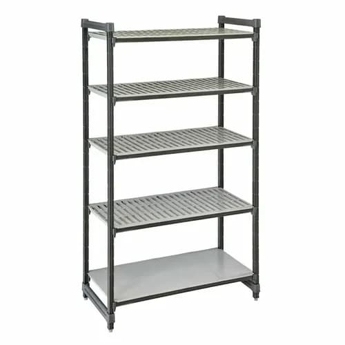 Cambro ESU216084VS5580 Camshelving 5-Shelf Polypropylene Brushed Graphite Shelving Kit 60"W X 21"D X 84"H