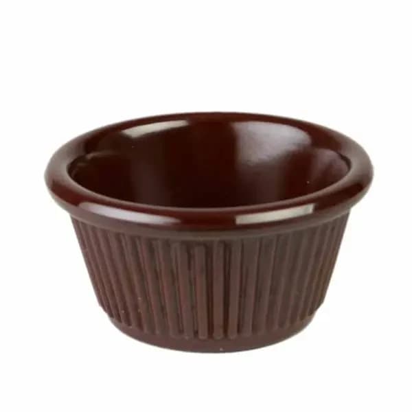 Thunder Group ML509C1 Chocolate 2 oz. Fluted Melamine Ramekin | Case of 12