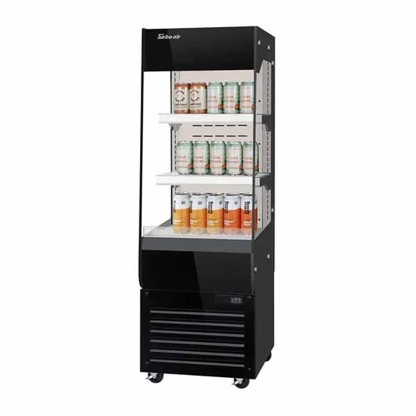 Turbo Air TOM20-60N-B Vertical Black Open Display Case Merchandiser 19-5/8"W