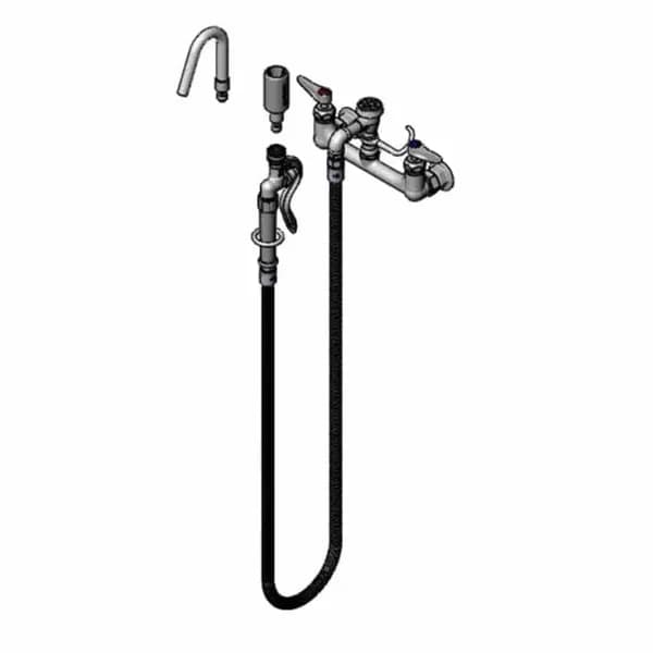 T&S Brass B-0613 T&S 8" Wall Mount Pot and Kettle Filler Faucet with 68" Hose