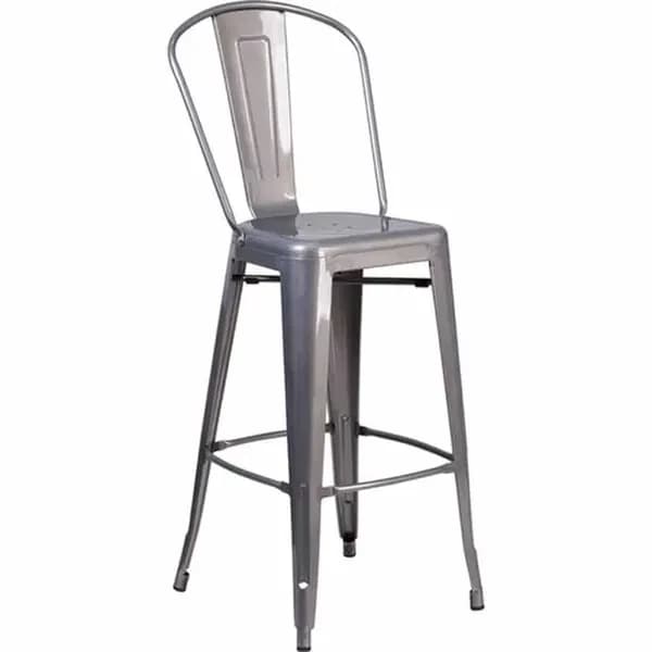 Flash Furniture XU-DG-TP001B-30-GG Silver Galvanized Steel Bar Stool