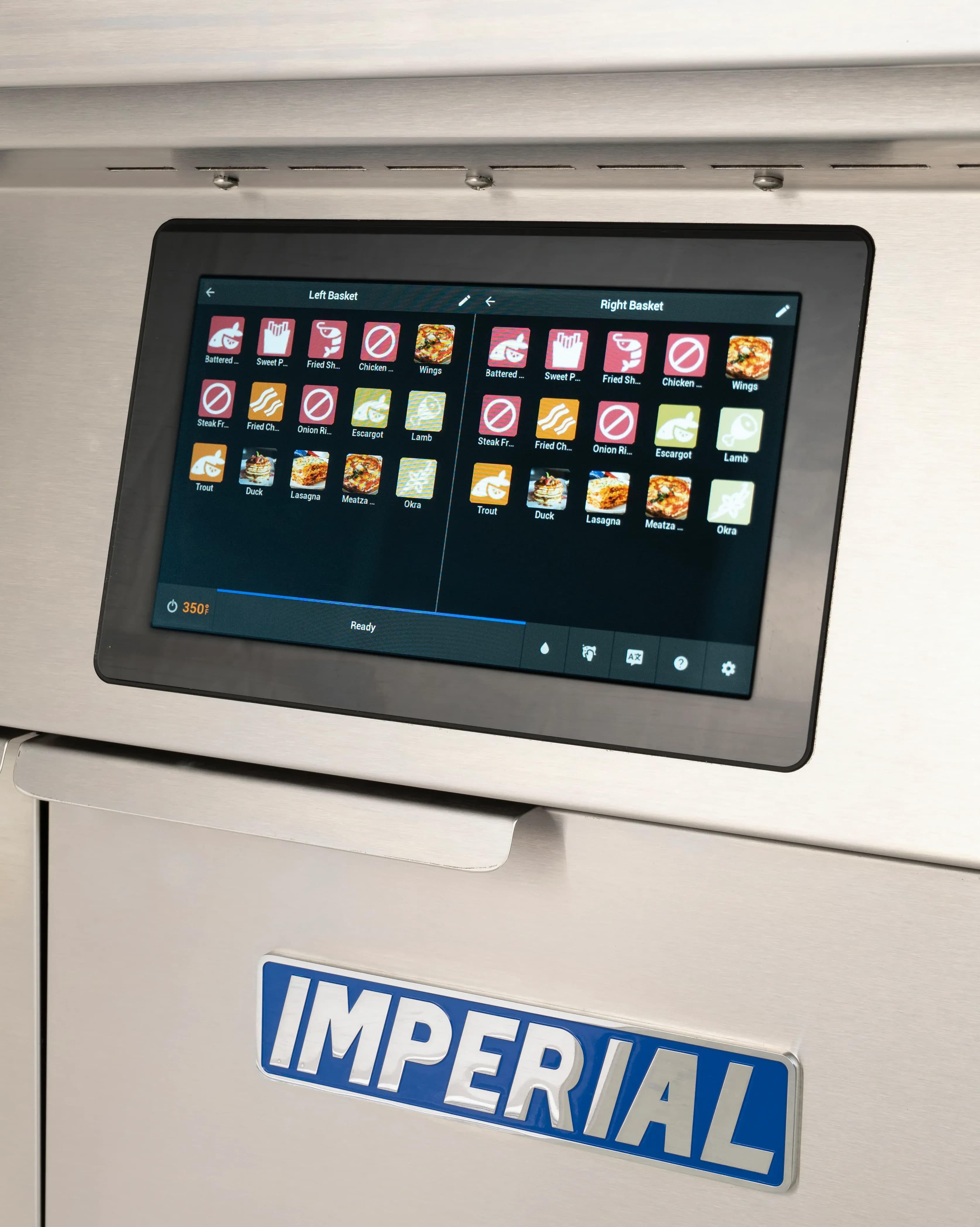 Imperial IFSCB675EU Pro Series Electric Freestanding Tilt-Up Ribbon Fryer 6 Vat 75 Pound Heavy-Duty Snap Action Thermostat Control — 208V, 3PH — view 3