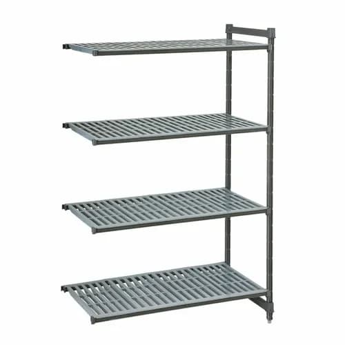 Cambro CBA246064V4580 Camshelving 4-Shelf Polypropylene Brushed Graphite Add-On Shelving Unit 60"W X 24"D X 64"H
