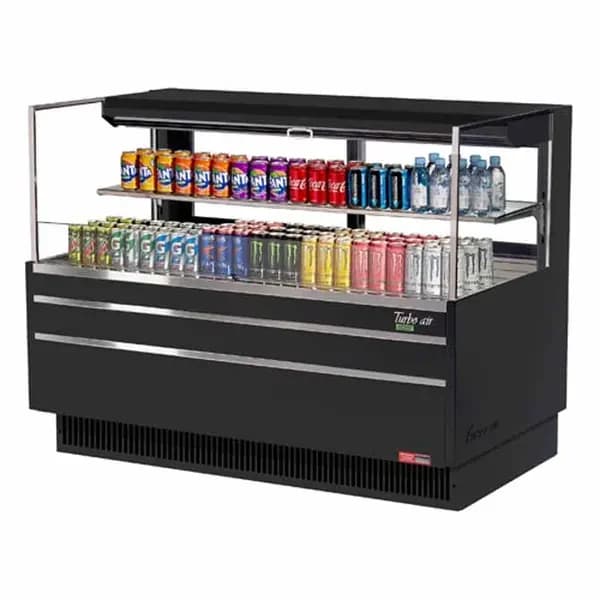 Turbo Air TOM-60L-UFD-B-2S-N Black Horizontal Open Display Case Merchandiser 58-3/4"W
