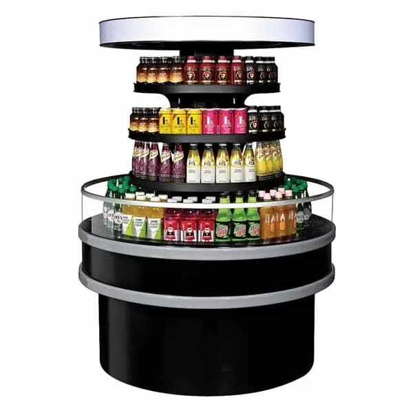 Turbo Air TIOM-48RRB-N Black Round Open Island Display Case Merchandiser 48" Diameter