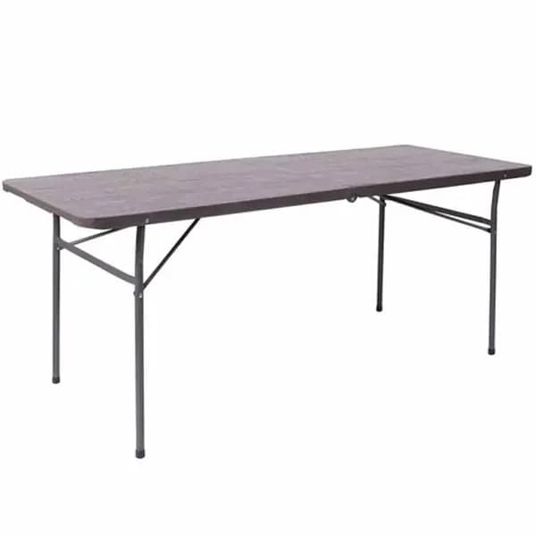 Flash Furniture DAD-LF-183Z-GG 72" x 30" Brown Woodgrain Plastic Top Folding Table