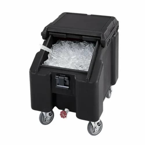 Cambro ICS100L4S110 Slidinglid 100 Lb. Black Mobile Ice Caddy