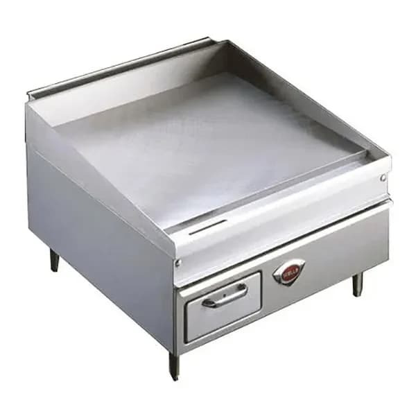Wells WG-2424G Gas Countertop Griddle 24 Inch Wide Thermostatic Control Rectangle Polished Steel 0.75 Inch Thick Plate Medium-Duty — Natural Gas, 50000 BTU