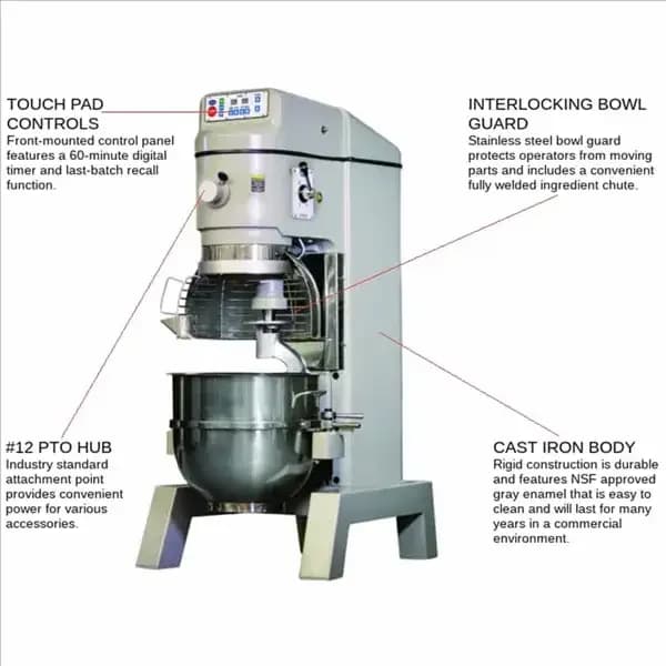 SP62P 60 Quart Pizza Mixer — view 3