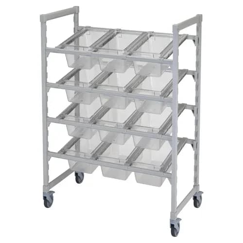 Cambro CPM244867FX1480 Camshelving 4-Tier Speckled Gray Mobile Flex Station 24"W X 48"L X 67"H