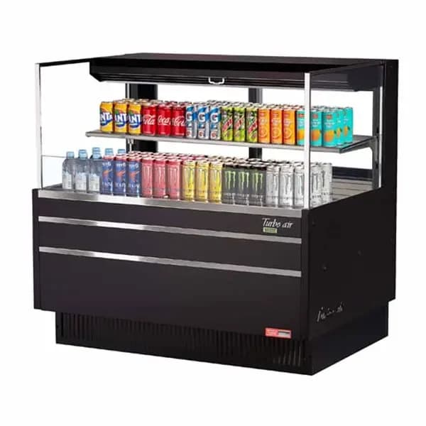Turbo Air TOM-48L-UFD-B-2S-N Black Horizontal Open Display Case Merchandiser 46-3/4"W