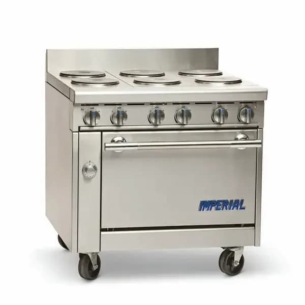 Imperial IHR-6-E-C 208V, 3PH Electric 6-Burner Range-Convection Oven 36"W