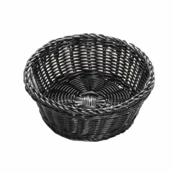 Tablecraft M2475 Round Black Woven Ridal Basket 8-1/4" x 3-1/4" | Case of 12