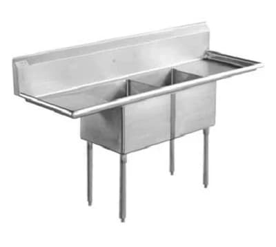 Horevo Global E2CWP18182-18 Serv-Ware Two-Compartment Underbar Sink 18" x 18" Bowls with 18" Drainboard