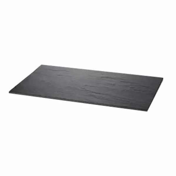 Tablecraft MG1 Frostone Black Slate Rectangular Melamine Serving Tray 20-3/4" x 12-3/4"
