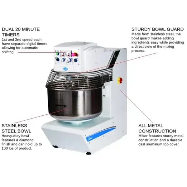 Globe GSM130 Spiral Dough Mixer with Dual Motors — view 7