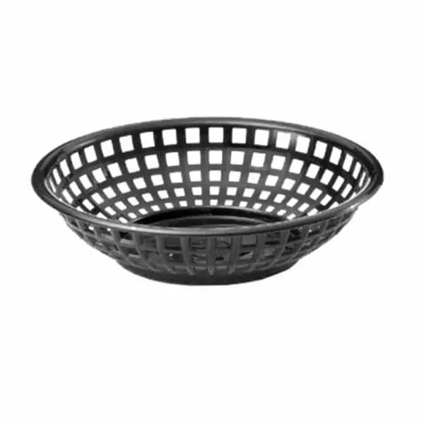 Tablecraft 1075BK Black Round Platter Basket 8" x 2" | Case of 36