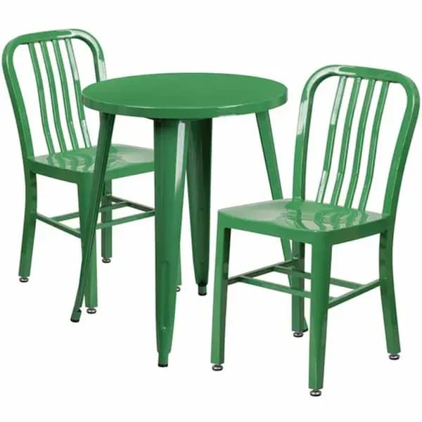 Flash Furniture CH-51080TH-2-18VRT-GN-GG Green Metal Table and Chair Set with Two Chairs