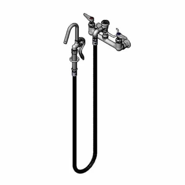 T&S Brass B-0612 T&S 8" Wall Mount Pot Filler Faucet with 68" Hose