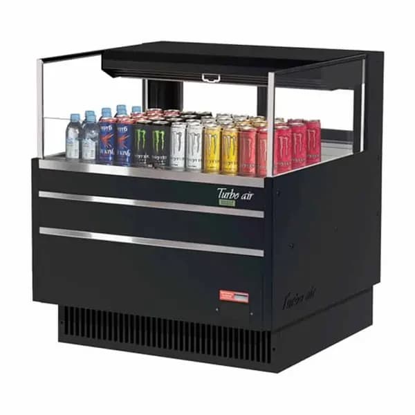 Turbo Air TOM-36L-UFD-B-1S-N Black Horizontal Open Display Case Merchandiser 34-3/4"W